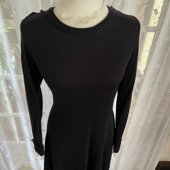 CeCe Women's Ruffle Collar & Sleeve Pearl Trim Sweater Dress - Picture 8 of 12